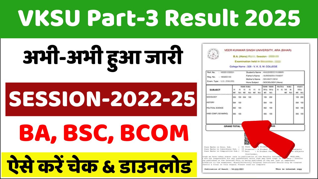 VKSU Part 3 Result 2025 Download UG Session 2022-25